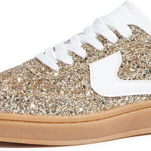 Women's Glitter Sneakers Casual Sparkly Anti Slip Rubber Sole Lace-Up